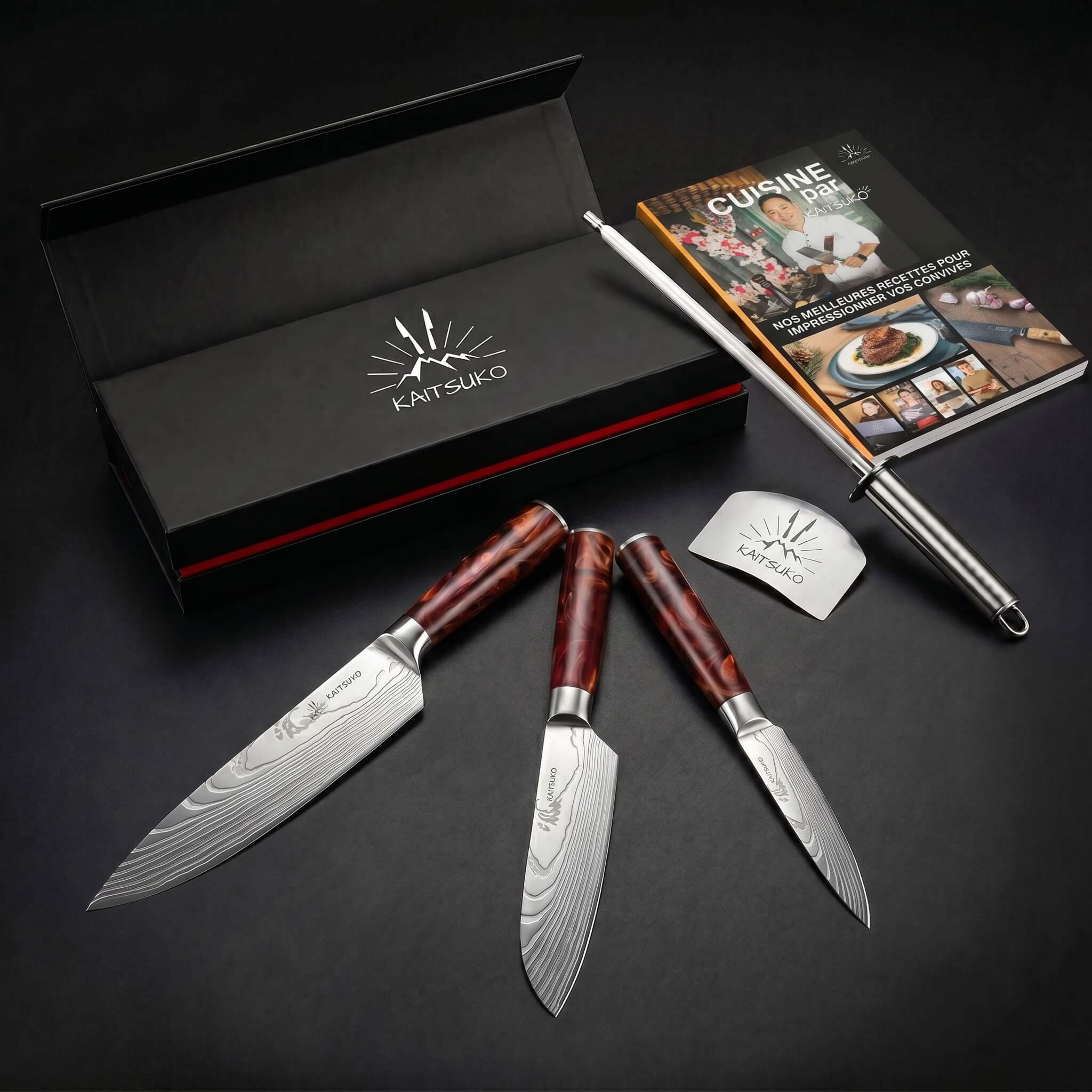 Mother's Day Bundle (3 Japanese Knives + 1 Pro Sharpener + 1 E-Book Free + 1 Finger Guard)