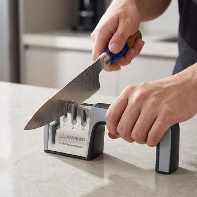 Premium Knife Sharpener - 4 Slots - Stainless Steel
