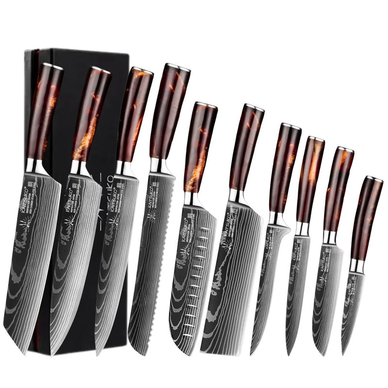 Set of 10 Japanese kitchen knives for everyday use Collection