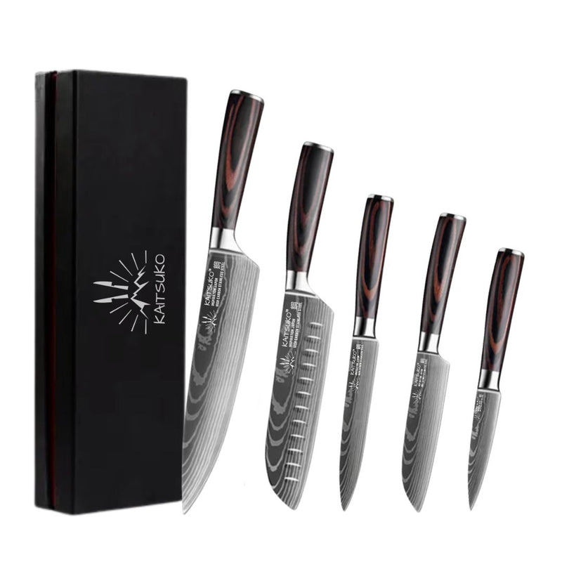 Set of 5 stainless steel kitchen knives